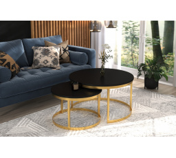 Konferenční stolek 2v1 OKIN Zlatý+Černý