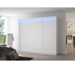 Posuvná skříň s LED osvětlením ANTOS 250 Bílá+Bílá