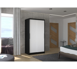 Šatní skříň s posuvnými dveřmi ASTEN 100 Černá+Bílá