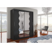 Šatní skříň s posuvnými dveřmi a zrcadlem KANSAS 180 Černá+Černá