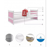 Dětská postel RICO 90x190 cm, bez matrace, Bílá/Růžová