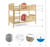 Dětská patrová postel KUBUS 90x200 cm, bez matrace, Přírodní