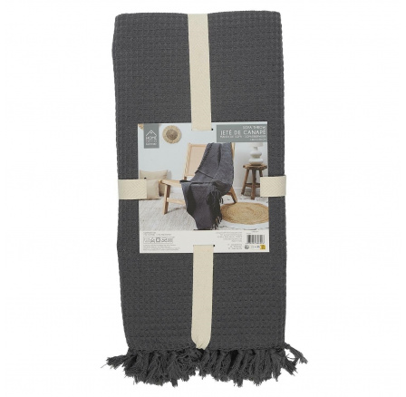 Přehoz na postel vaflovaný 120x150 cm grafitový