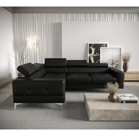 Rohová sedací souprava TOSCANIA 250x180 - černá eko kůže , levá