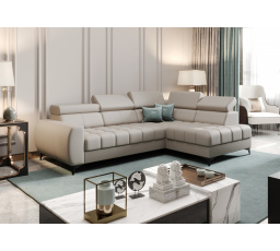 Rohová sedací souprava PORTO MINI přírodní kůže 170x255 cm - šedá kůže , pravá