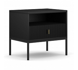 Noční stolek MARCOS Rýhovaný Černý