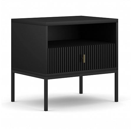 Noční stolek MARCOS Rýhovaný Černý