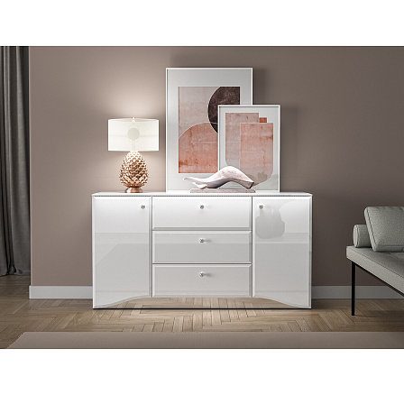 Komoda GLAMOUR 02, bílá / bílý lesk Komoda GLAMOUR 02, bílá / bílý lesk