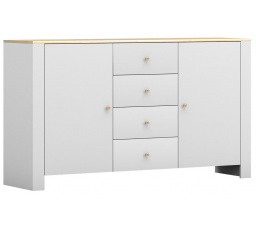 Komoda 2D4S AGAWA 06, Bílá/Dub Hikora