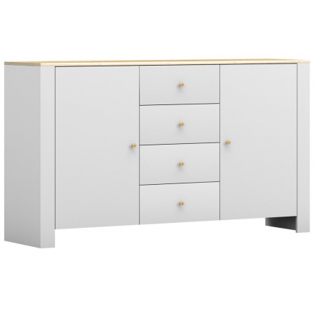 Komoda 2D4S AGAWA 06, Bílá/Dub Hikora Komoda 2D4S AGAWA 06, Bílá/Dub Hikora