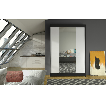 Šatní skříň LINORA II 120, Černá/Bílá Šatní skříň LINORA II 120, Černá/Bílá