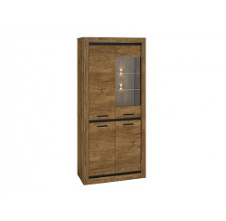 BENITO New 2501 -vitrína široká vysoká 3D1W L/P,lamino Dub lefkas/černá (ML) (BALTICA 2501=3BALÍKY) (K150)