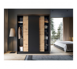 Posuvná skříň ESVILLE III, Dub Artisan/Černá Mat