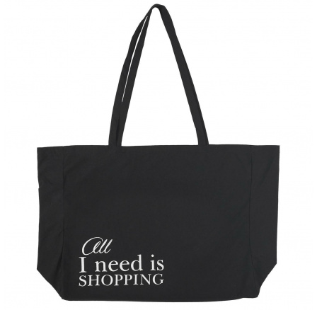 Taška shopper All I Need Is Shopping černá