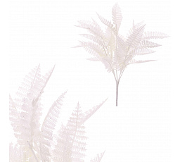 Kapradí - umělý trs, bílý se třpytkami