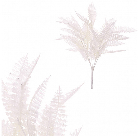 Kapradí - umělý trs, bílý se třpytkami Kapradí - umělý trs, bílý se třpytkami