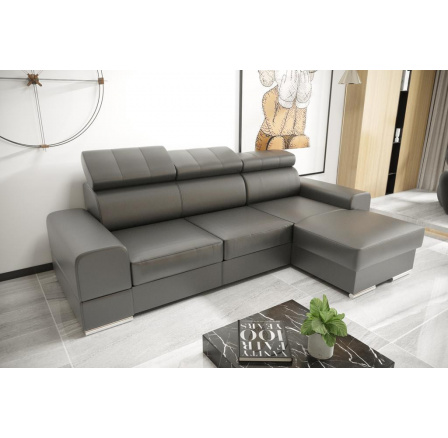 Rohová sedací souprava ROYAL MINI 260×160 přírodní kůže - šedá kůže , pravá