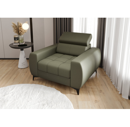 Křeslo PORTO 110 cm přírodní kůže - Kůže šedo-olivová