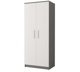 Šatní skříň 2D OMEGA II - 06, Šedá/Bílá