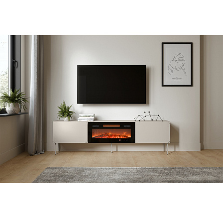 TV komoda RAFAEL 200 EF s elektrickým krbem, kašmír