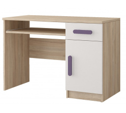 Psací stůl SMYK III - 08, Dub Sonoma/Bílá/Vřes