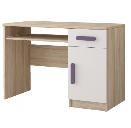 Psací stůl SMYK III - 08, Dub Sonoma/Bílá/Vřes