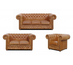 Sedací souprava Chesterfield Lord 3+2+1 kůže koňak