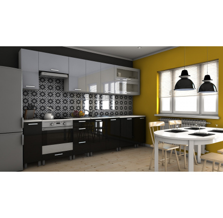 Kuchyňská linka Biodera MDR 300 šedý/černý lesk Kuchyňská linka Biodera MDR 300 šedý/černý lesk