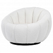 Křeslo relaxační látka bílé Bouclé otočné