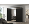 Posuvná skříň se zrcadlem a LED osvětlením DENIS 250 Černá+Černá