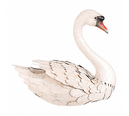 Labuť - kovová  zahradní dekorace, vel. L, barva bílá