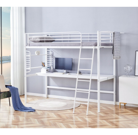 Patrová postel s psacím stolem 90x200 bílá LM6-FXJG