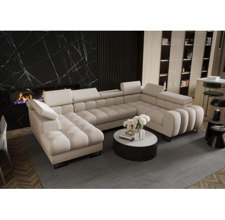 Rohová sedací souprava ASPEN MAX II 195x350x170 cm přírodní kůže - pravá, Kůže ecru