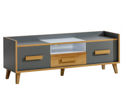 Tv komoda WERSO - W7, Bílá Briliant+Antracit+Rivera