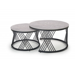 Konferenční stolek FLAMINGO, efekt šedého mramoru / černá
