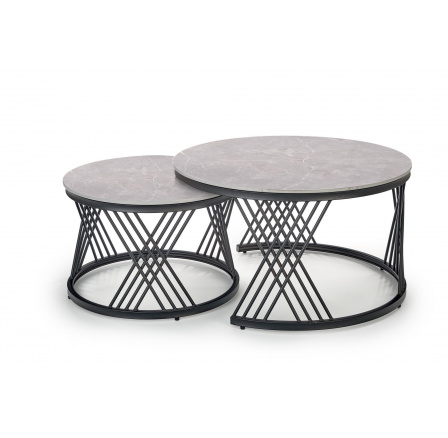 Konferenční stolek FLAMINGO, efekt šedého mramoru / černá Konferenční stolek FLAMINGO, efekt šedého mramoru / černá