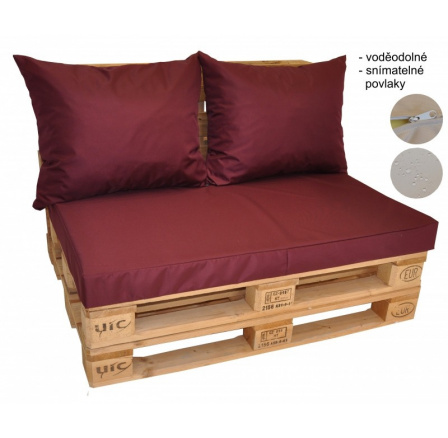 Polstry na paletový nábytek voděodolné -barva bordó