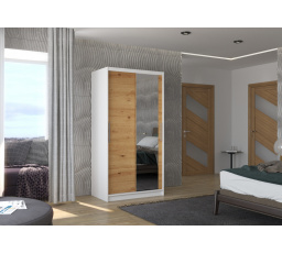 Posuvná skříň se zrcadlem BAROS 100 Bílá+Artisan