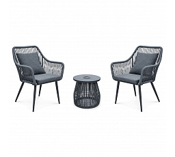 Zahradní set 1+2, solární podsvícení, kov, šedá, AZS-L1314 GREY