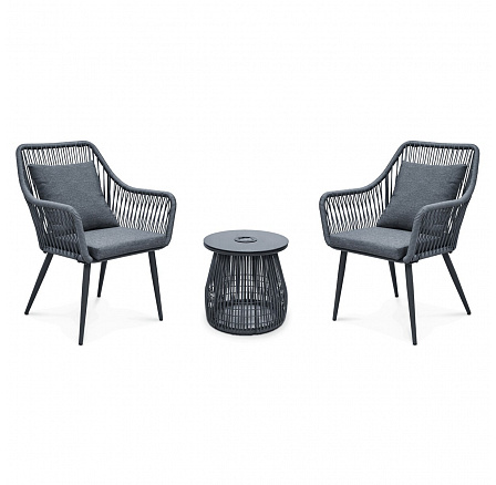 Zahradní set 1+2, solární podsvícení, kov, šedá, AZS-L1314 GREY