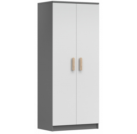 Šatní skříň 2D SMYK II - 06, Šedá/Bílá/Sonoma