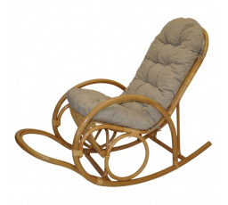 Ratanové houpací křeslo Jenaira medové polstr tmavě béžový melír