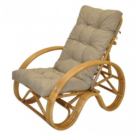 Ratanové křeslo polohovací medové polstr tmavě béžový melír