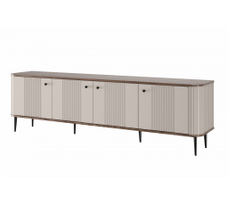 TV komoda Vesper 4D, kašmír / ořech / černé nohy