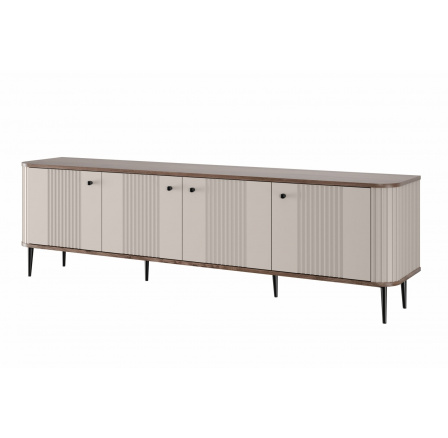 TV komoda Vesper 4D, kašmír / ořech / černé nohy