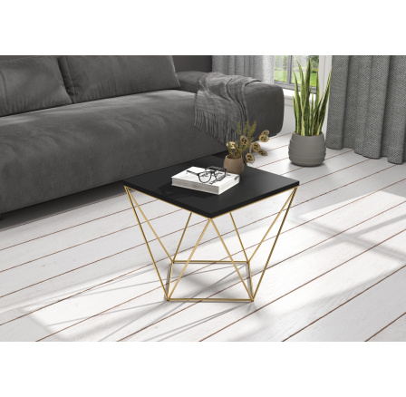 Konferenční stolek DIANA 50x50 Zlatý+Černý