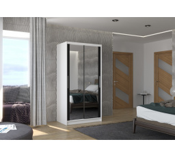 Posuvná skříň se zrcadlem NEVIO 100 Bílá+Černá