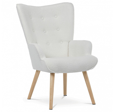 Relaxační křeslo, bílá, látka bouclé, AK-309 WT2