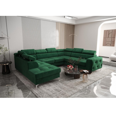 Rohová sedací souprava ORION MAX I s funkcí spaní 225X350X255 cm - zelená , pravá