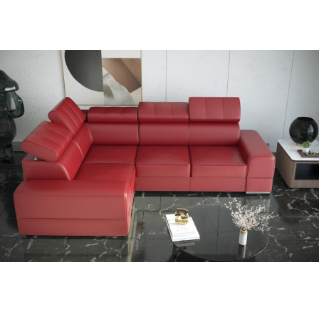Rohová sedací souprava ROYAL II 280×210 přírodní kůže - červená kůže , levá